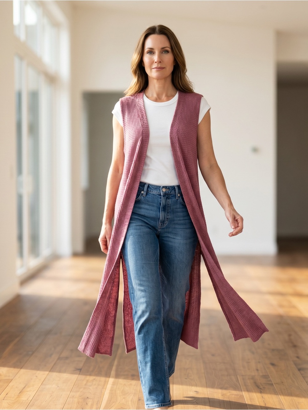 LuLaRoe Dusty Rose Long Sleeveless Open-Front Duster